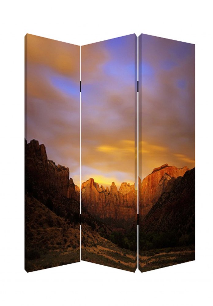 48 X 72 Multi Color Wood Canvas Desert Screen