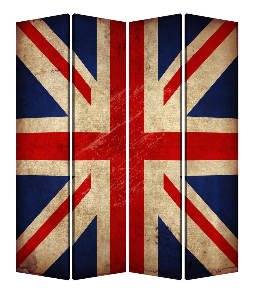 84 X 84 Multi Color Wood Canvas Union Jack Screen
