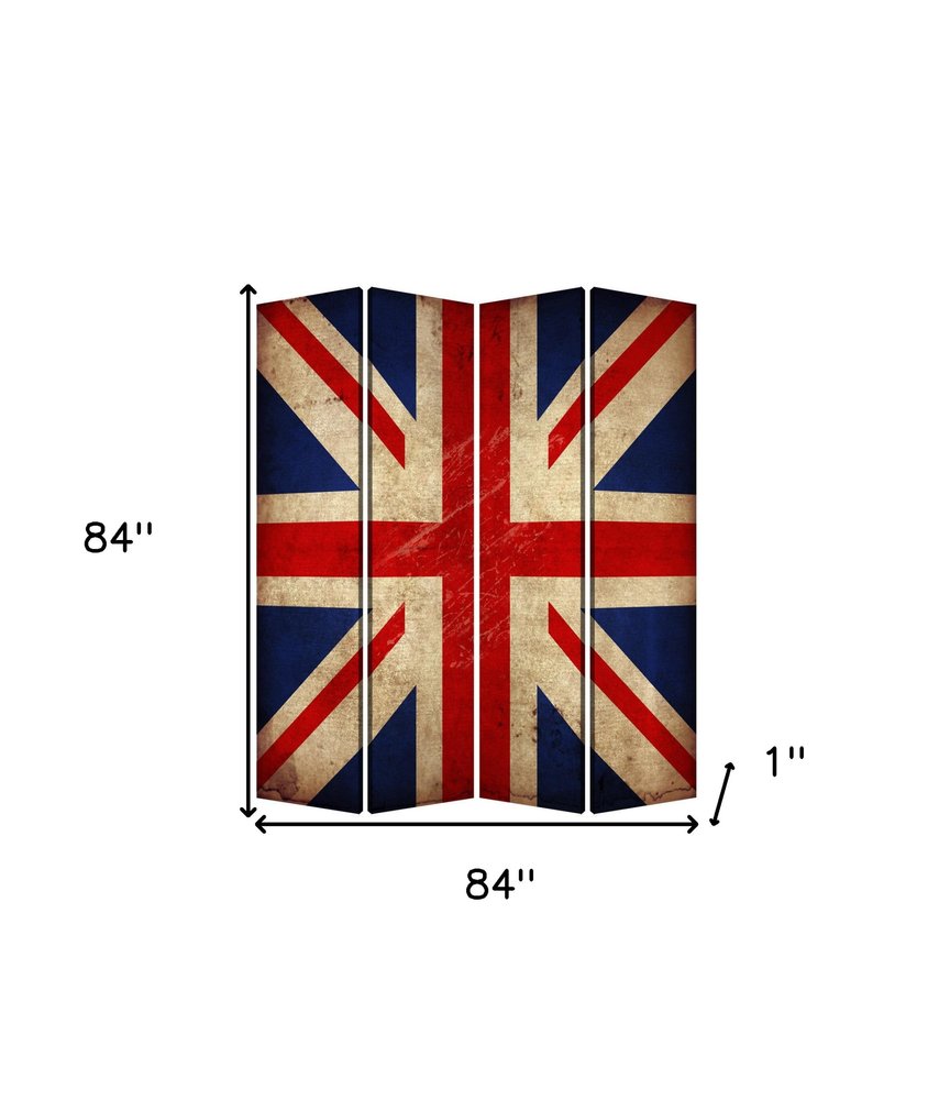 84 X 84 Multi Color Wood Canvas Union Jack Screen