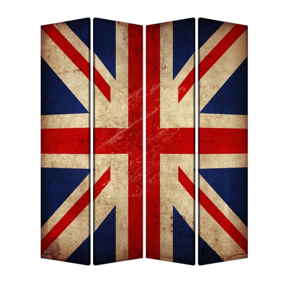 84 X 84 Multi Color Wood Canvas Union Jack Screen
