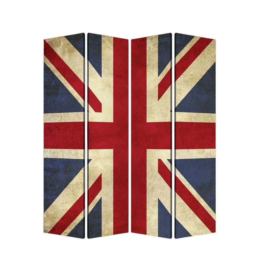 84 X 84 Multi Color Wood Canvas Union Jack Screen
