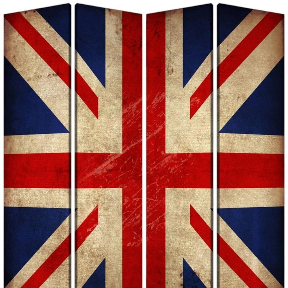 84 X 84 Multi Color Wood Canvas Union Jack Screen