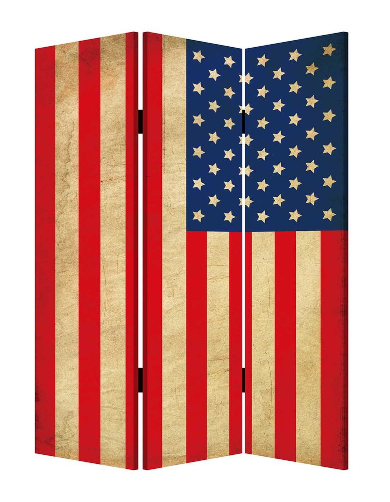 48 X 72 Multi Color Wood Canvas American Flag Screen