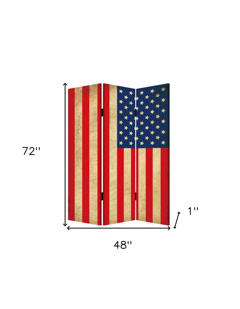 48 X 72 Multi Color Wood Canvas American Flag Screen