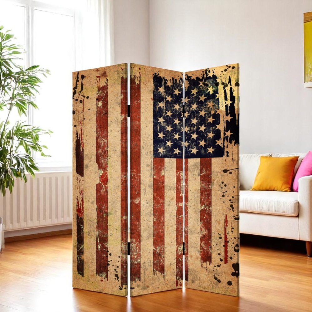 48 X 72 Multi Color Wood Canvas American Flag Screen