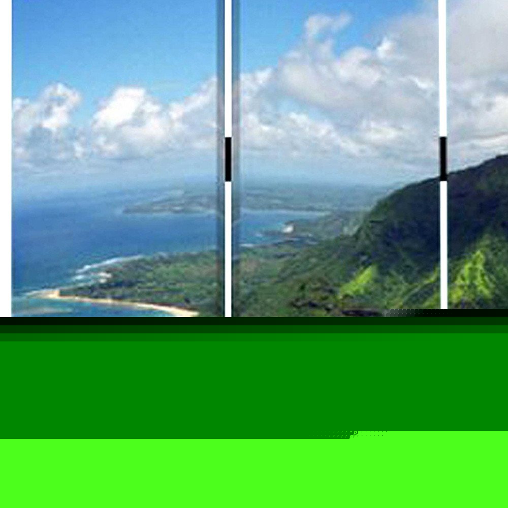 72" Blue And Green Canvas Folding Three Panel Screen Room Divider