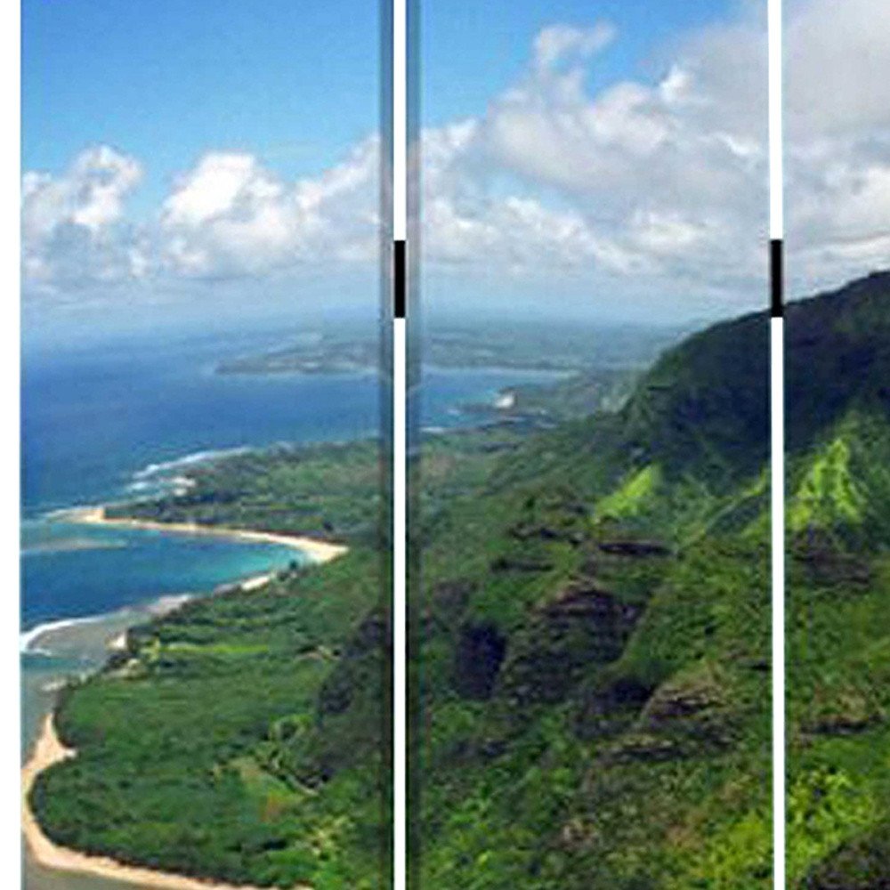 48 X 72 Multi Color Wood Canvas Palm Tripical Screen