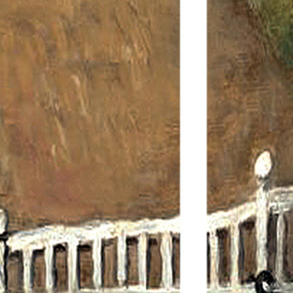 48 X 72 Multi Color Wood Canvas Seaside Town Slate Screen