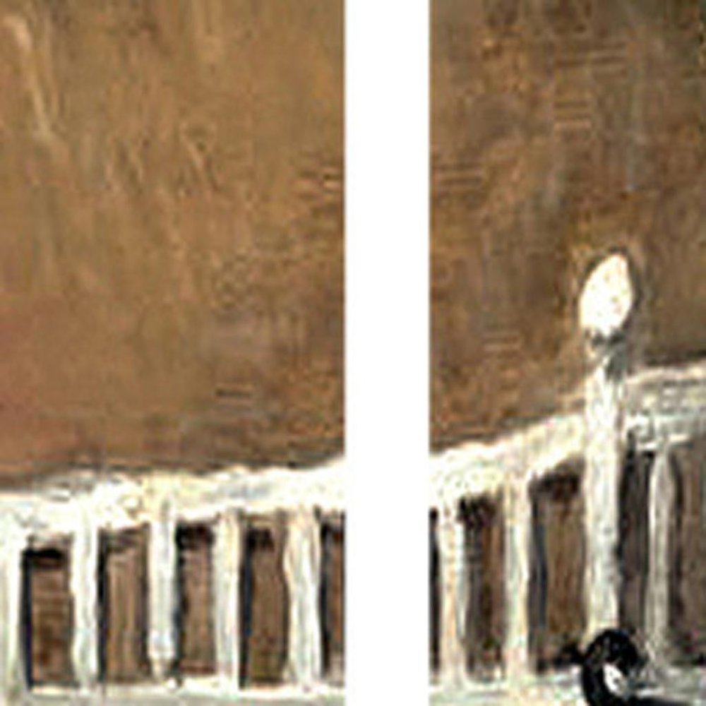 48 X 72 Multi Color Wood Canvas Seaside Town Slate Screen