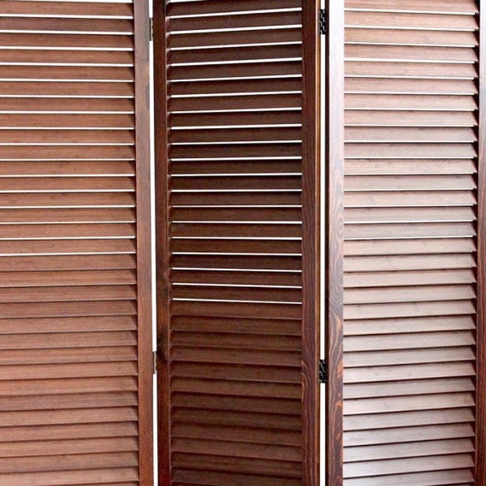 67" Brown Solid Wood Panel Screen Room Divider