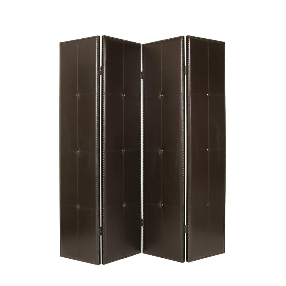 76" X 84" Brown Faux Leather Screen
