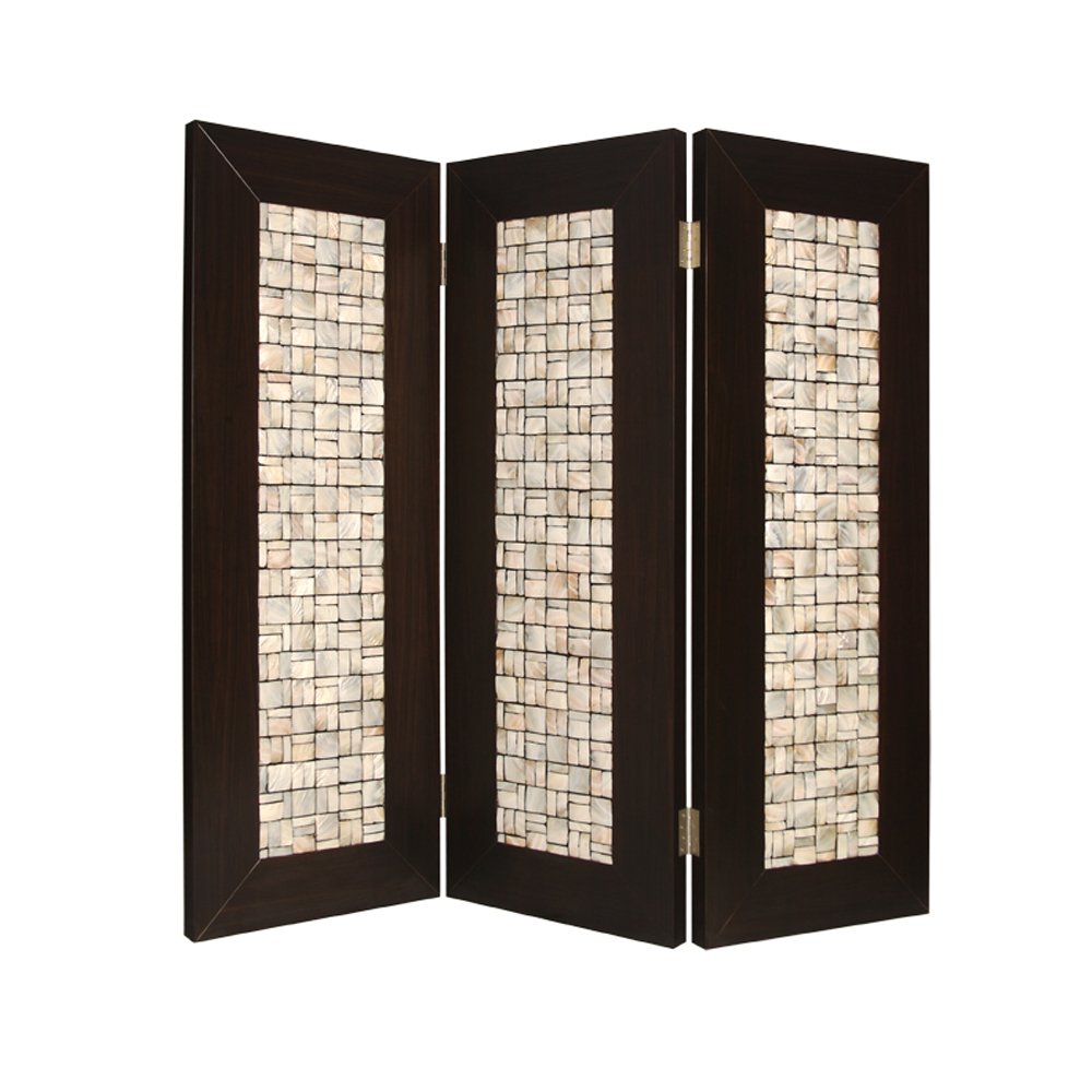 84" Brown Folding Three Panel Screen Room Divider