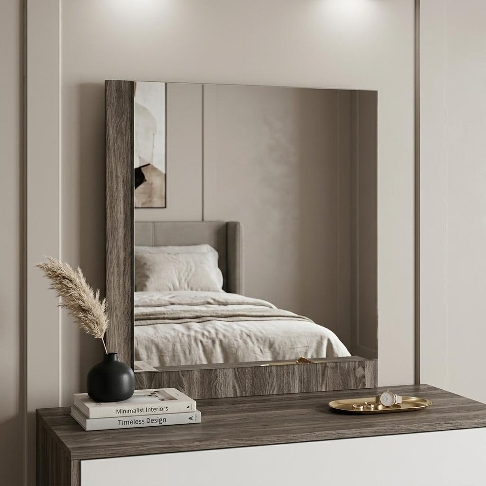 41" Ebony Wood Framed Mounted Dresser Mirror