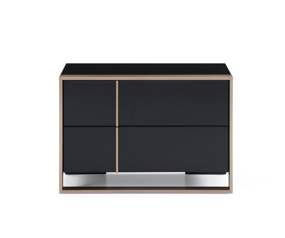 20" Black Wood Two Drawer Nightstand