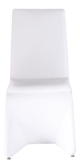 Set of Two White Upholstered Faux Leather Dining Side Chairs