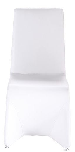 Set of Two White Upholstered Faux Leather Dining Side Chairs