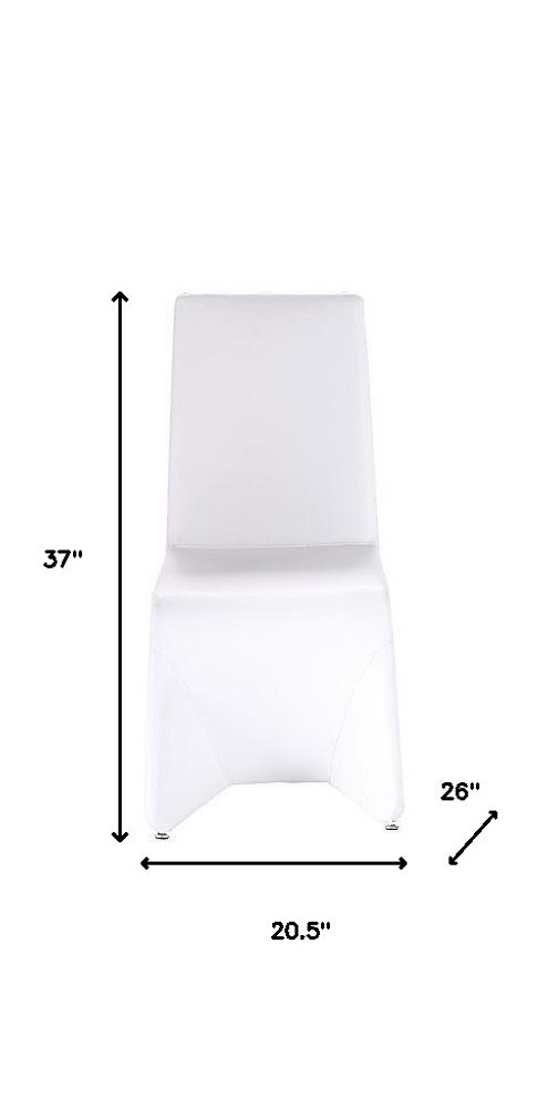 Set of Two White Upholstered Faux Leather Dining Side Chairs