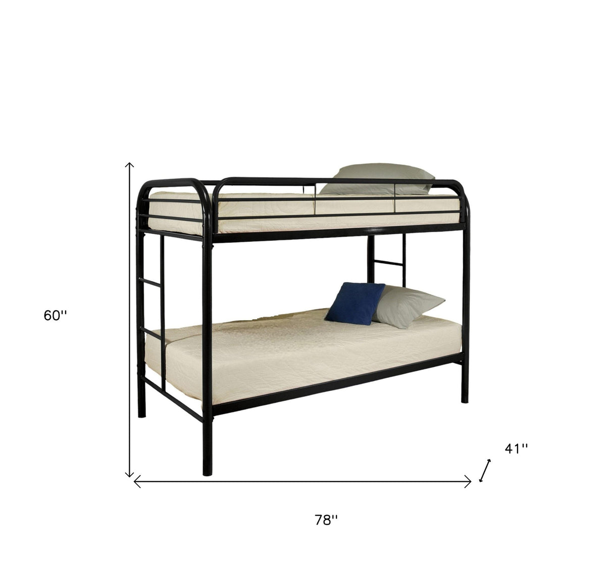 Black Twin Over Twin Metal Bunk Bed