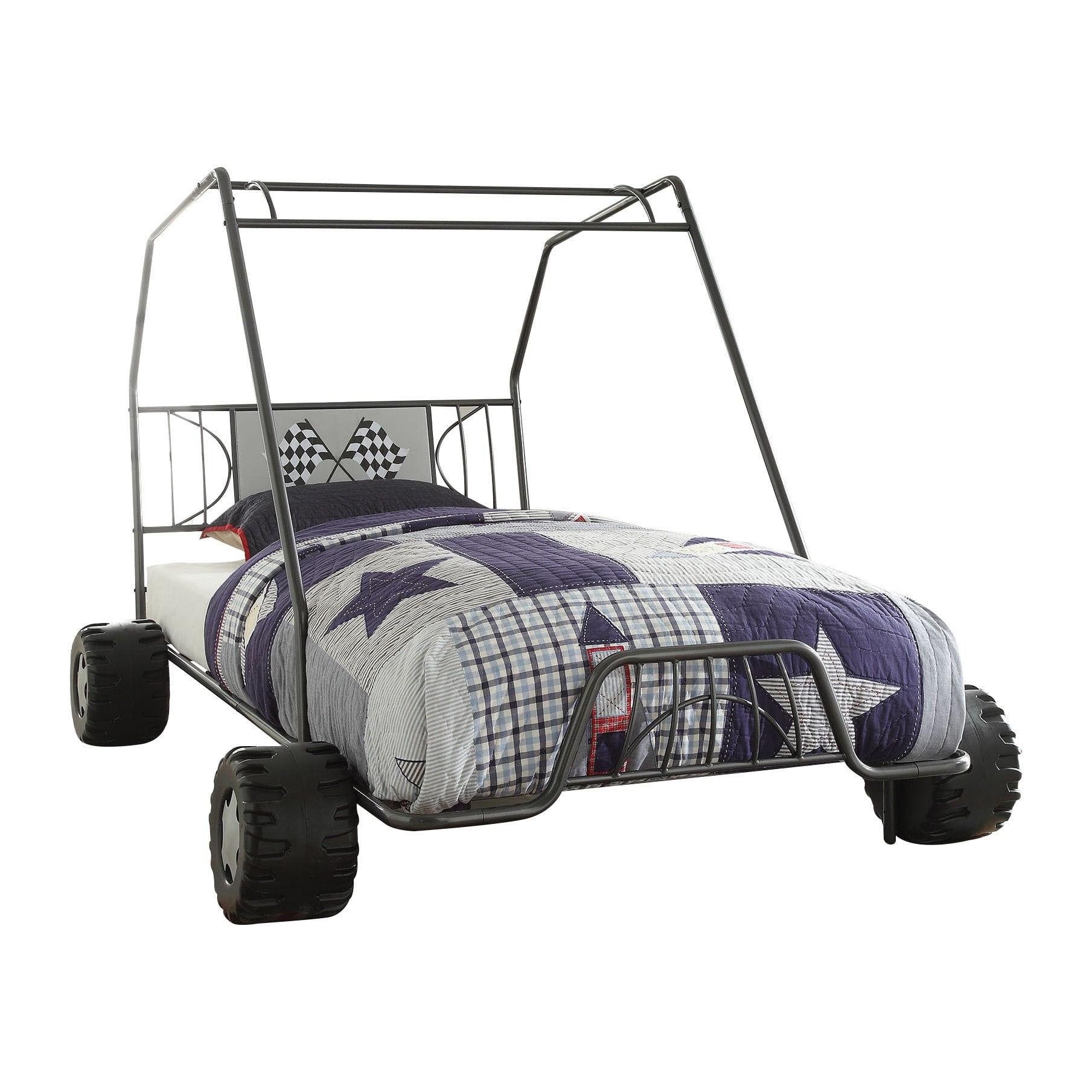 Steel Twin Red White and Blue Bed