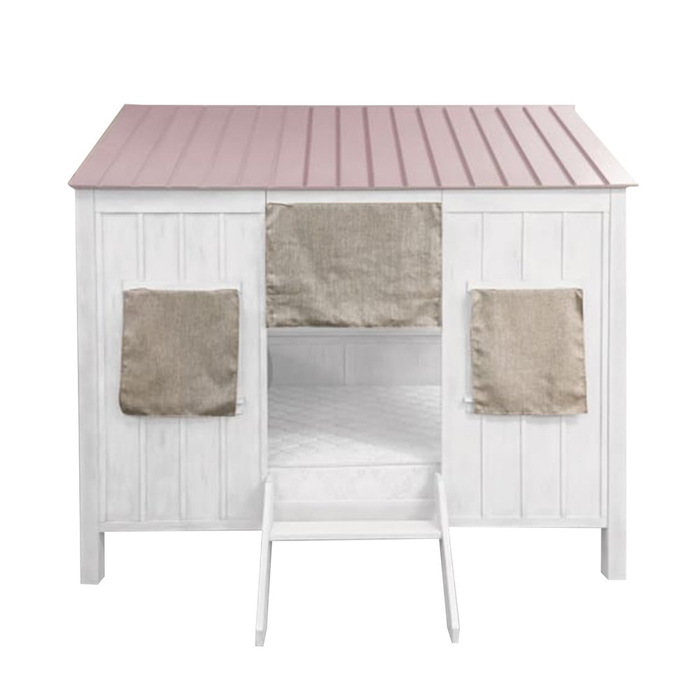 White Solid Wood Full House Bed