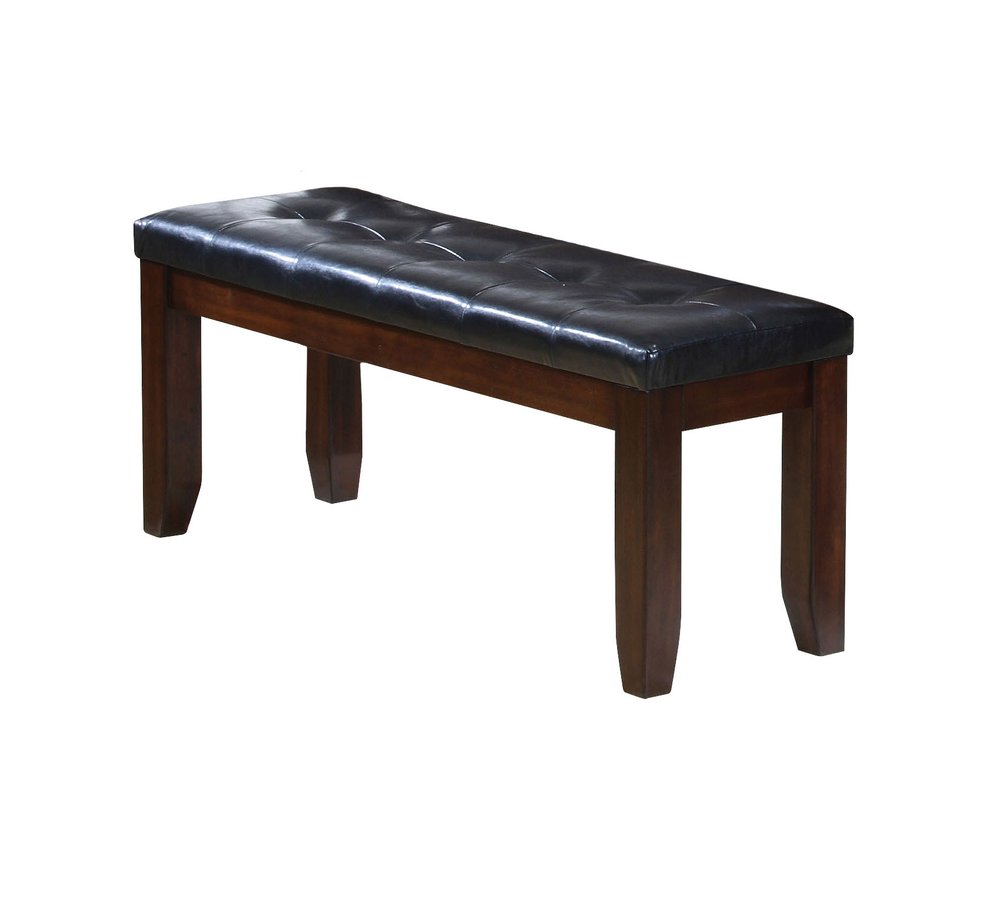 48" Black and Brown Upholstered PU Leather Bench