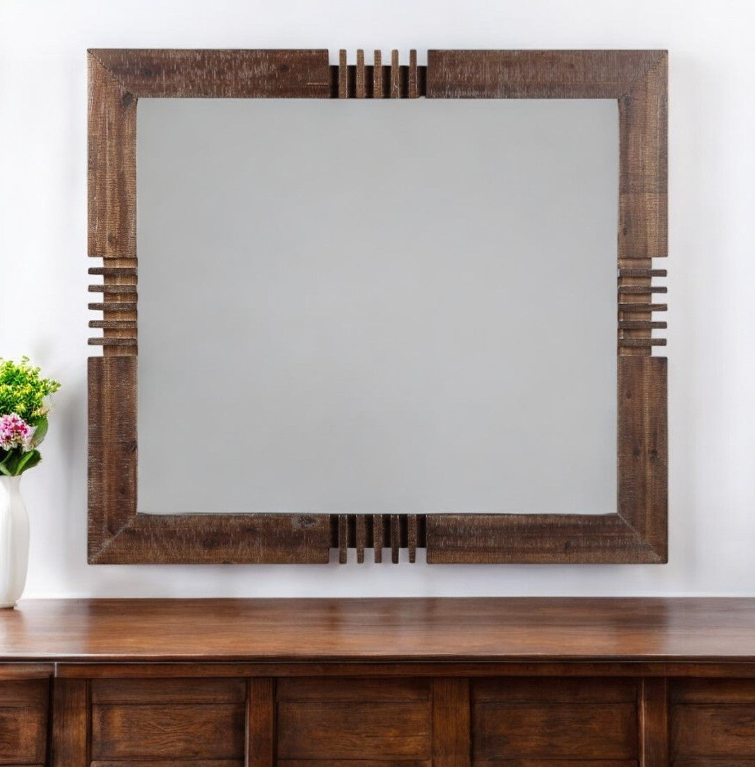 Reclaimed Oak Finish Rectangular Mirror