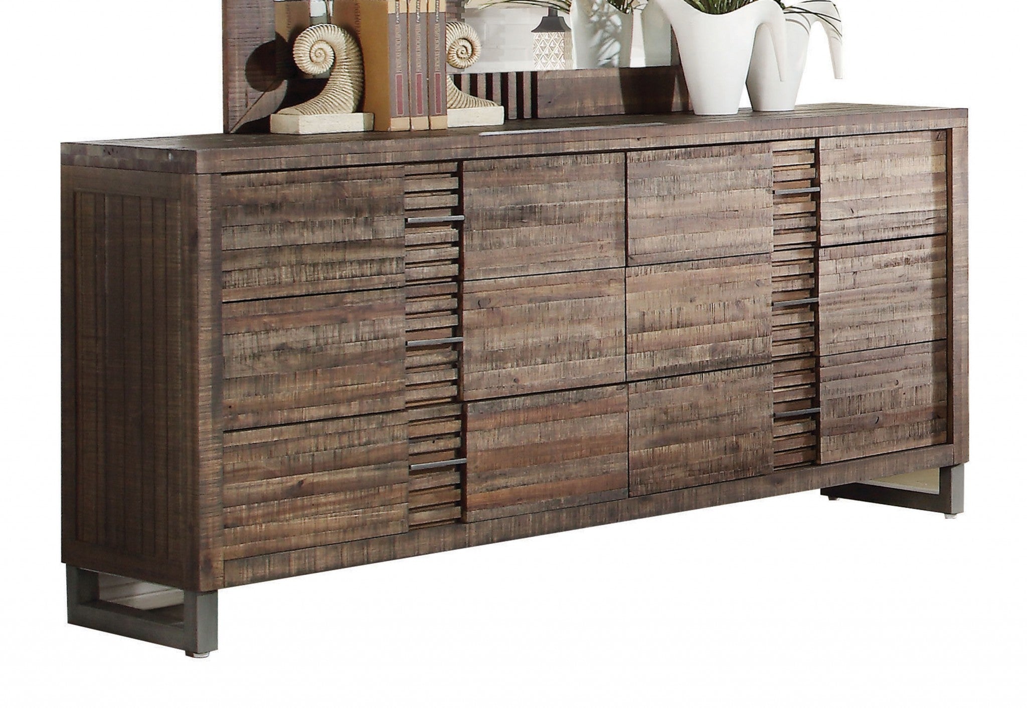 68" Brown Solid Wood Combo Dresser