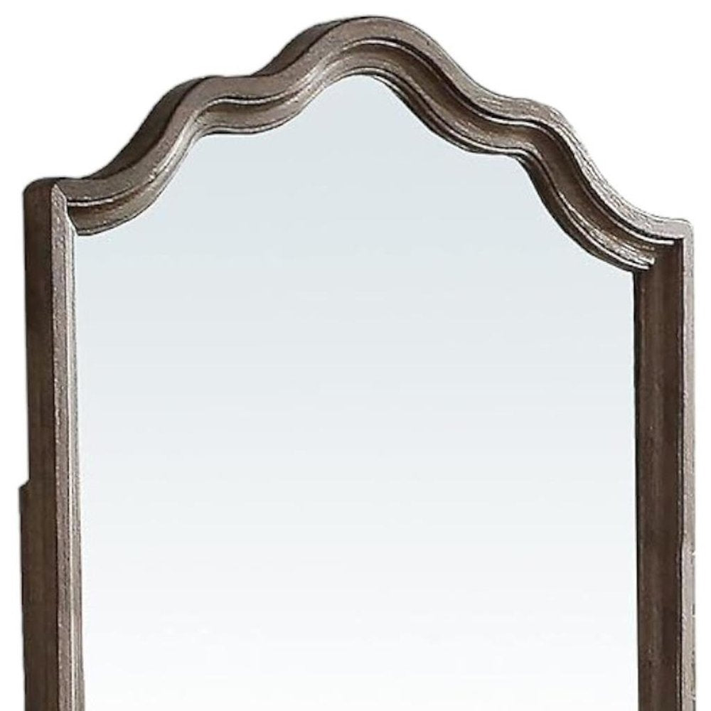 40" Gray Solid Wood Arch Dresser Mount Framed Mirror