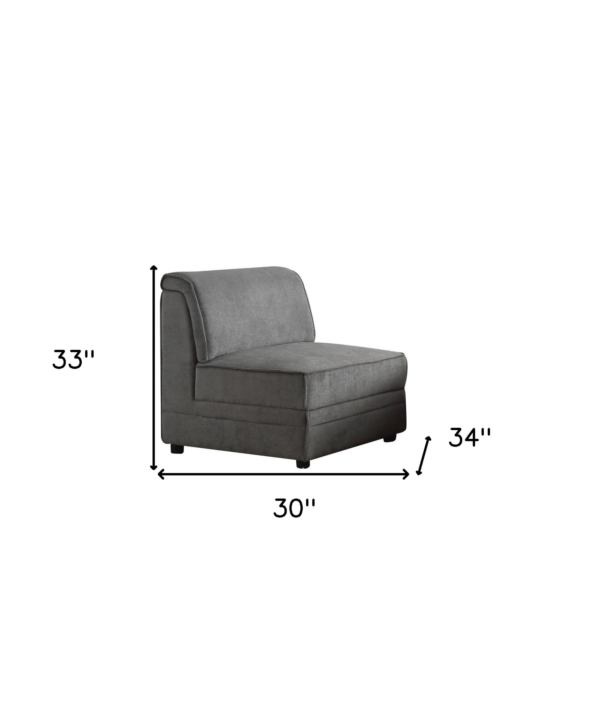 30" Gray and Black Velvet Slipper Chair