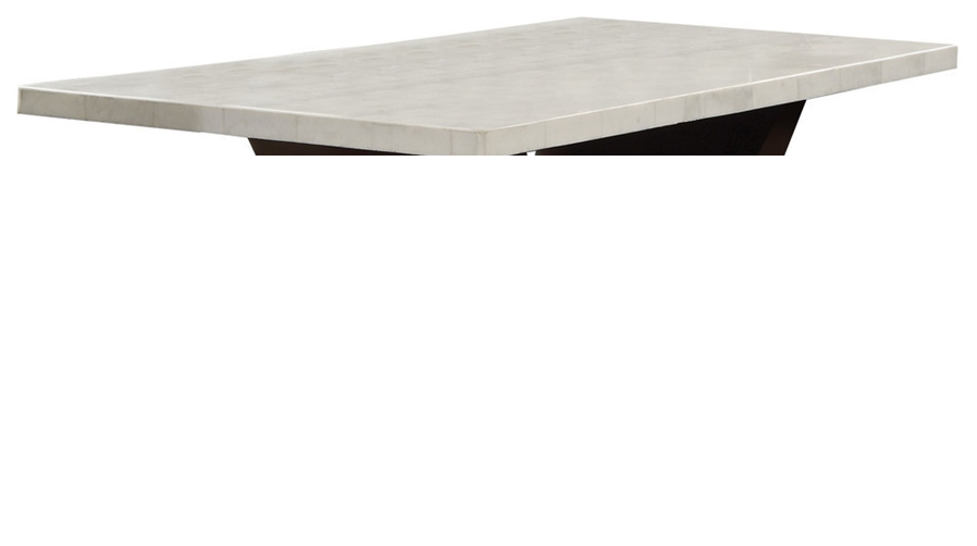 64" White And Dark Brown Marble And Solid Manufactured Wood Pedestal Base Dining Table