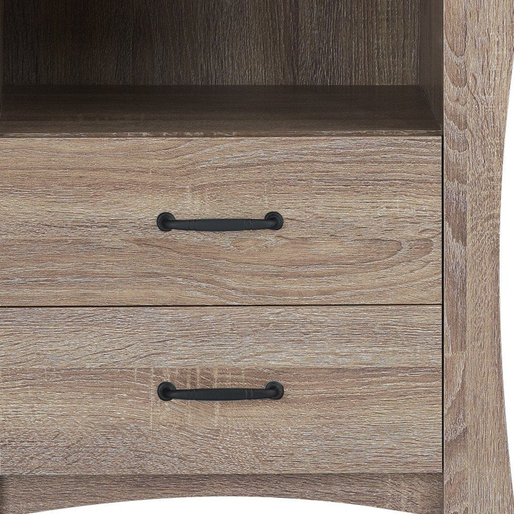 25" White Wood Two Drawer Nightstand