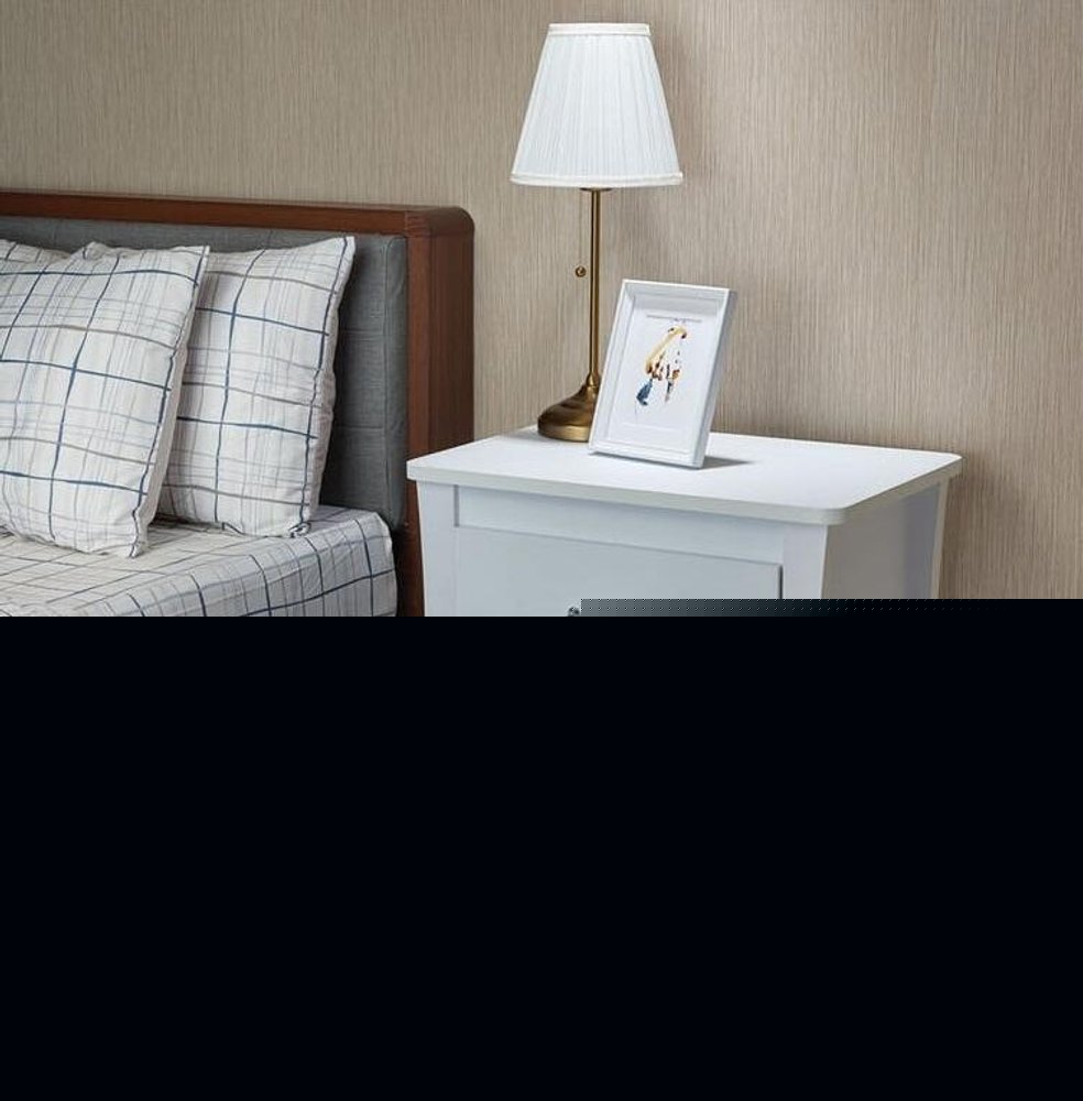 25" White Wood Two Drawer Nightstand