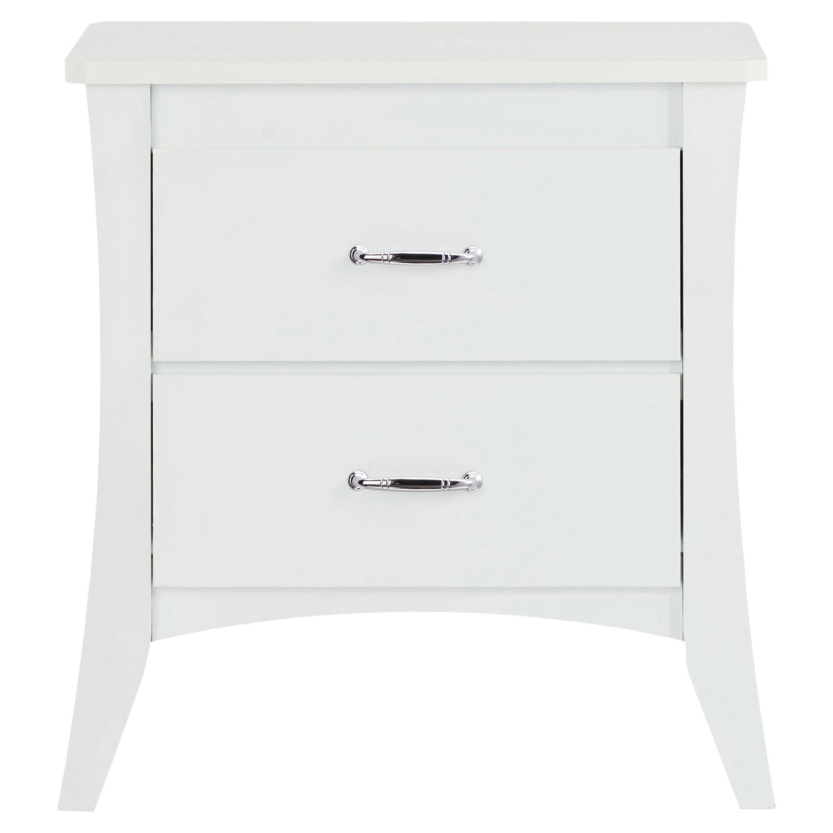 25" White Wood Two Drawer Nightstand