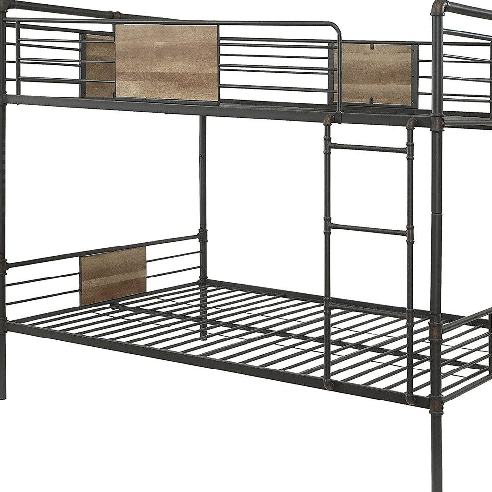 Black And Sand Full XL Over Queen Metal Bunk Bed