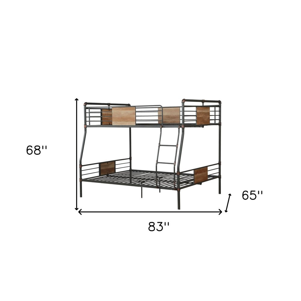 83" X 65" X 68" Sandy Black Dark Bronze Handbrushed Queen Over Queen Bunk Bed