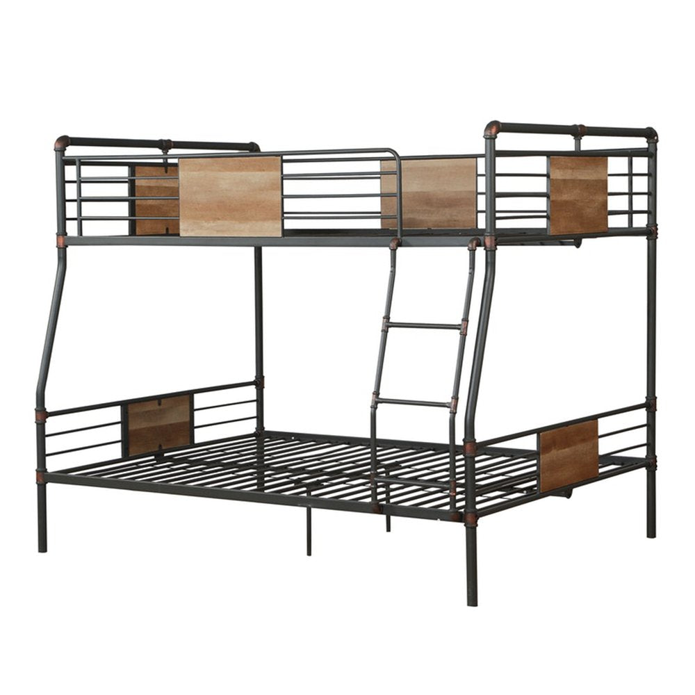 83" X 65" X 68" Sandy Black Dark Bronze Handbrushed Queen Over Queen Bunk Bed