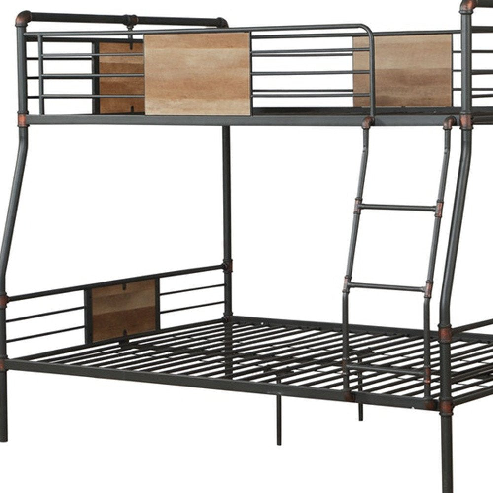 83" X 65" X 68" Sandy Black Dark Bronze Handbrushed Queen Over Queen Bunk Bed