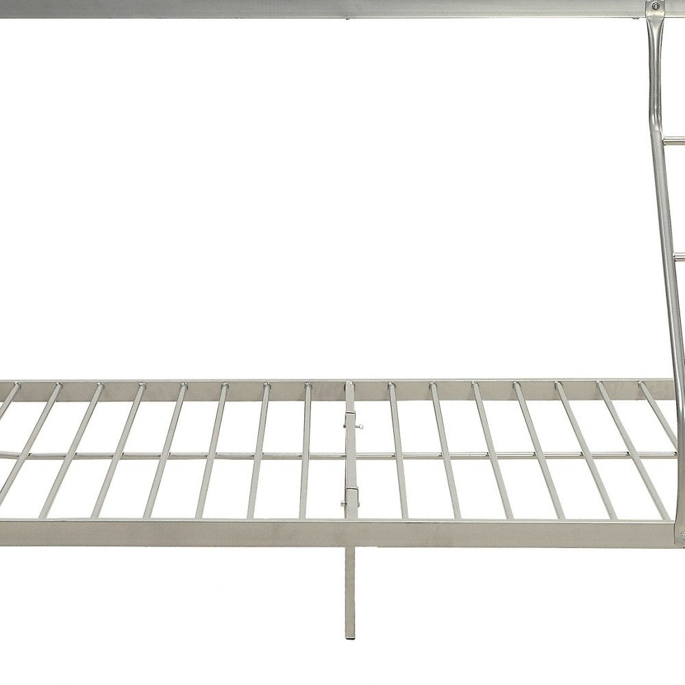 78" X 56" X 67" Silver Metal Twin Over Full Bunk Bed
