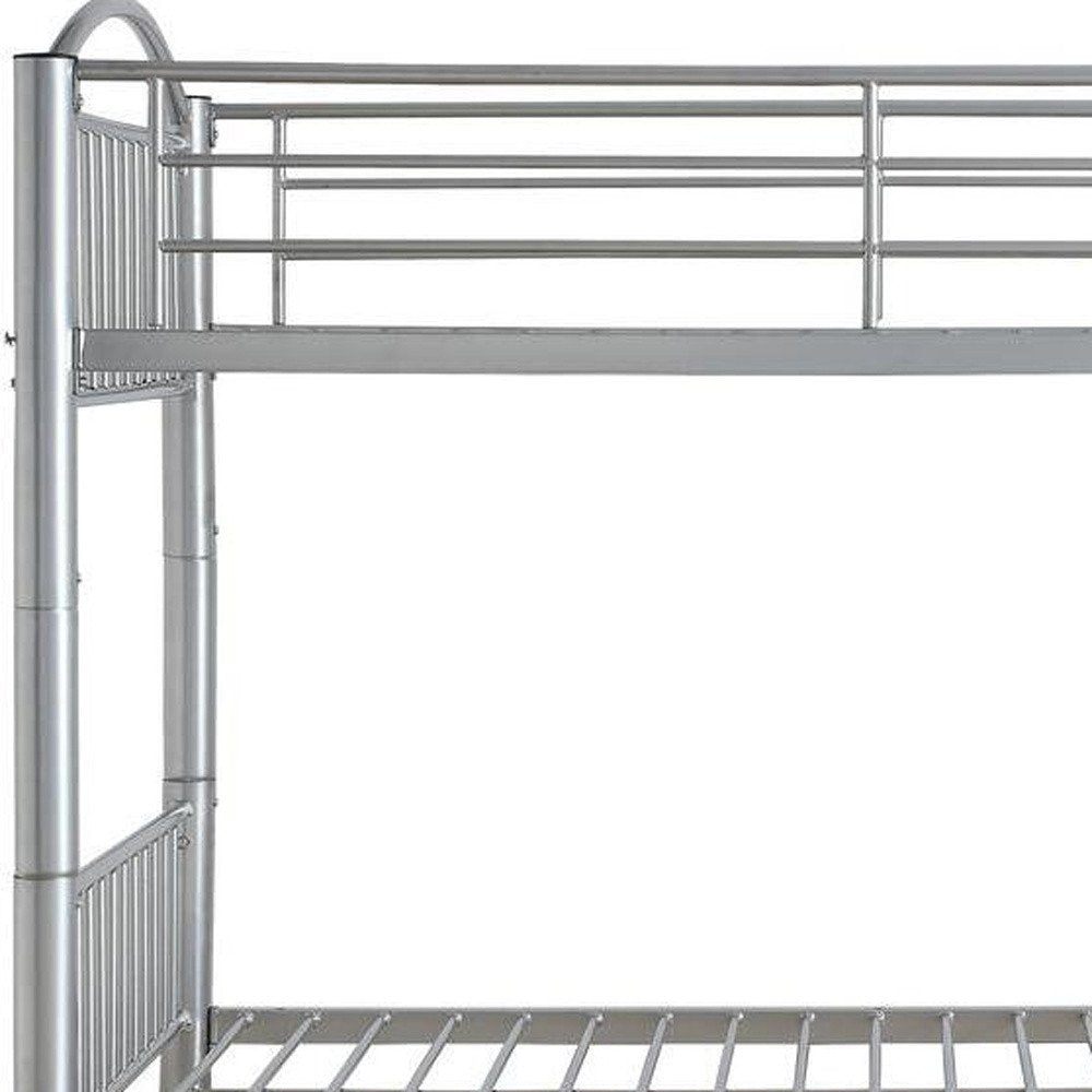 78" X 44" X 67" Twin Over Twin Silver Metal Bunk Bed