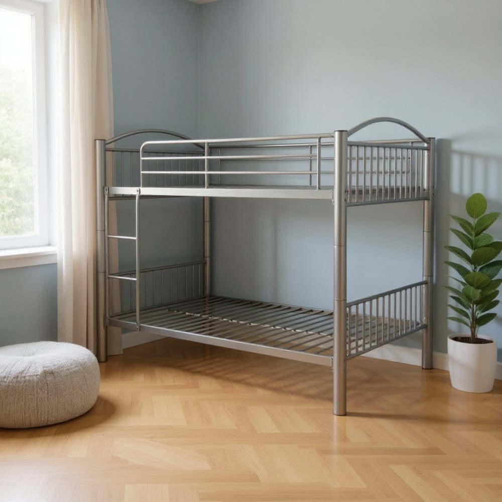 Silver Full Over Full Metal Bunk Bed