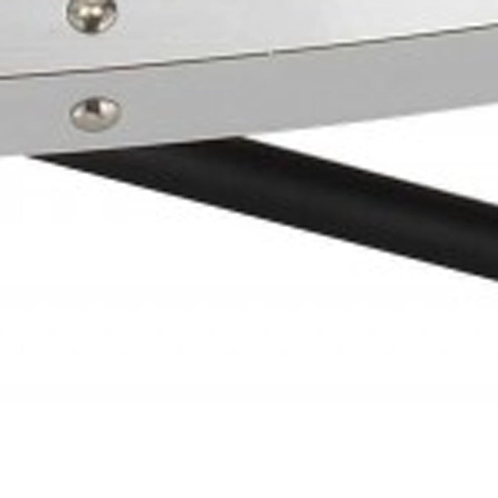 46" Gray and Black Wood and Iron Oval Coffee Table