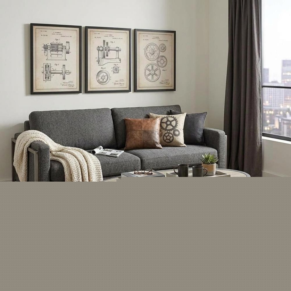 46" Gray and Black Wood and Iron Oval Coffee Table