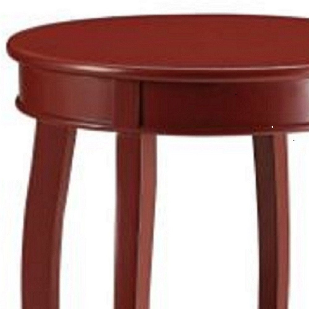 24" White Solid Wood Round End Table With Shelf