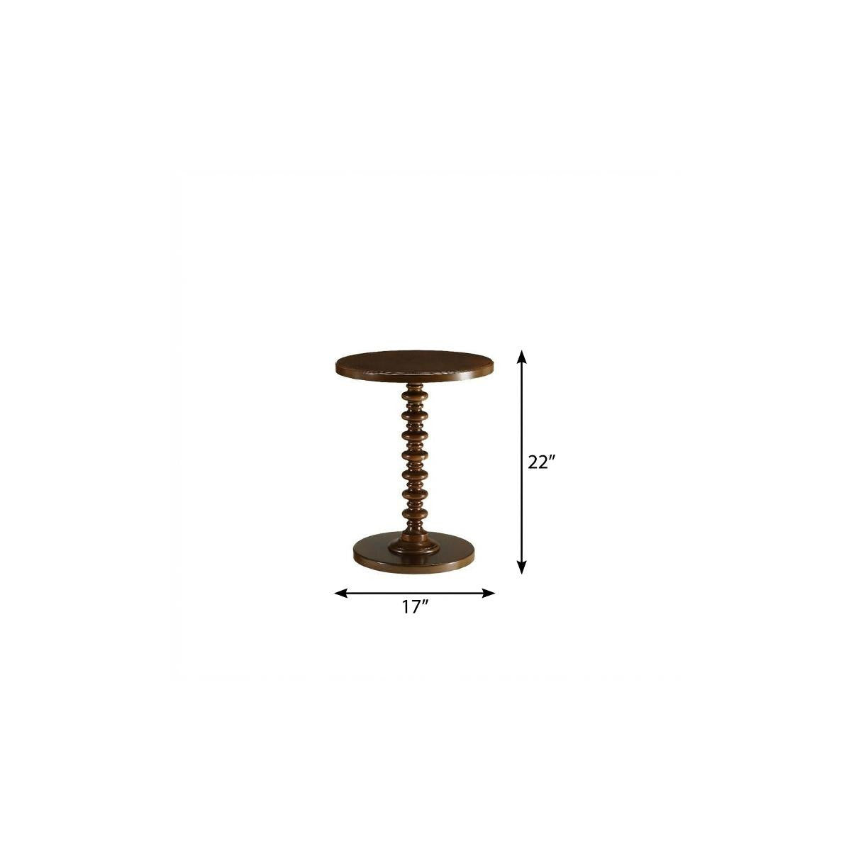22" Brown Solid Wood Round Pedestal End Table