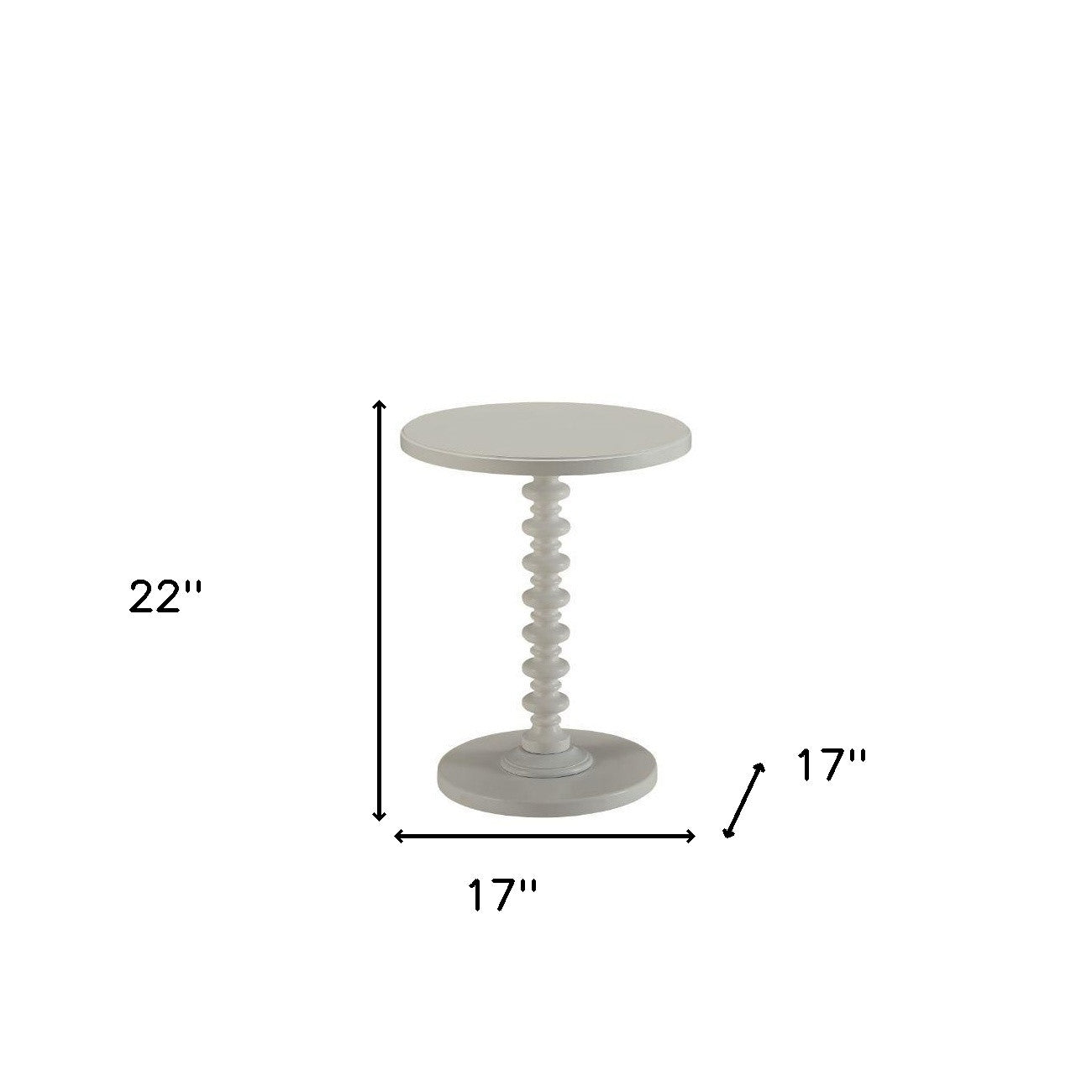 22" White Wood Round Curvy Pedestal End Table