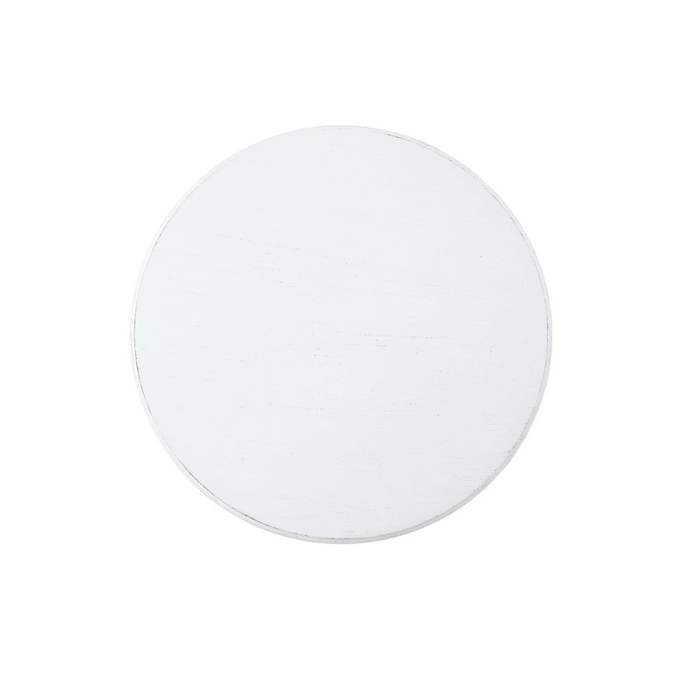 22" White Wood Round Pedestal End Table
