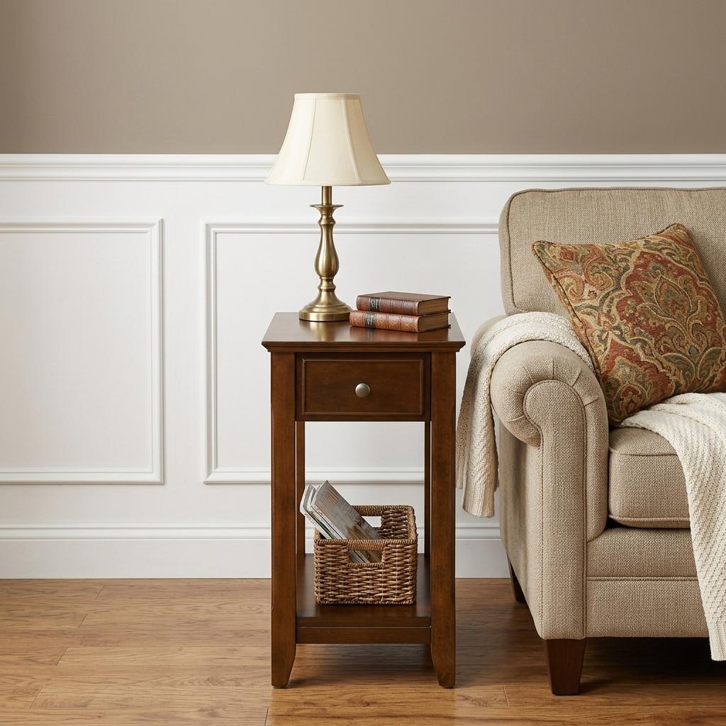 23" Brown Solid Wood End Table