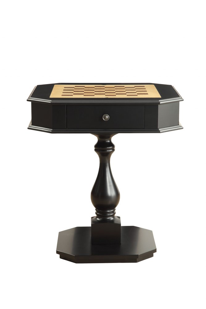 28" Brown and Tan Wood Octagon Console Table With Drawer