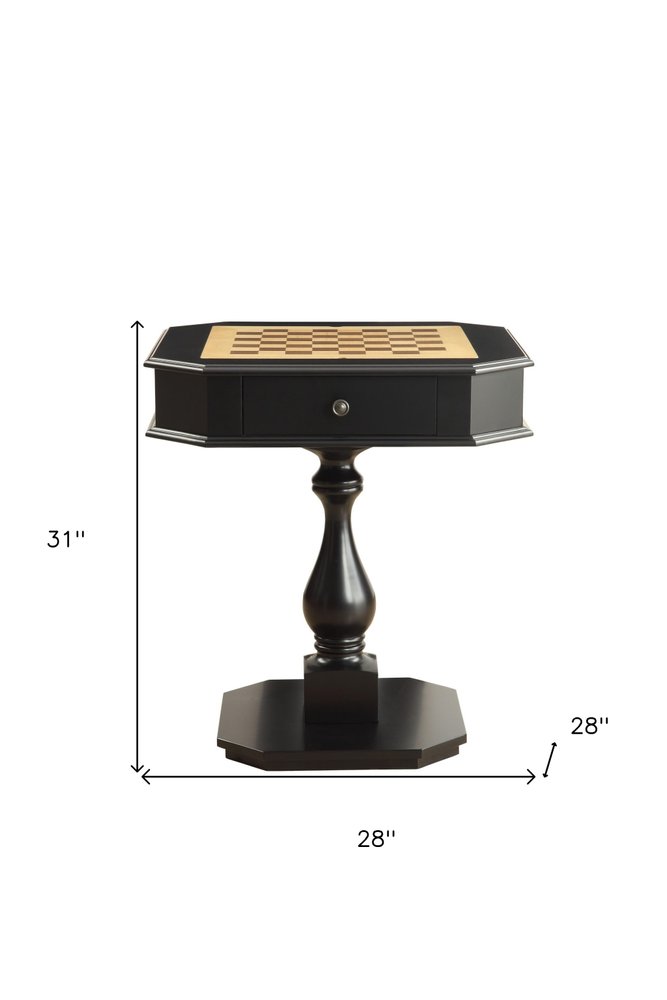 28" Brown and Tan Wood Octagon Console Table With Drawer