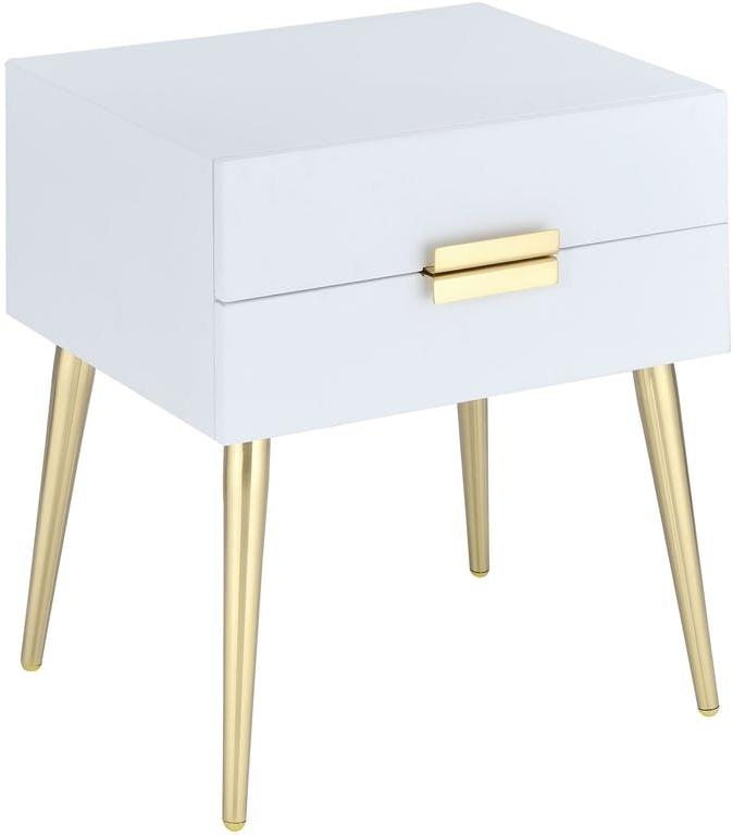 24" Black and Gold End Table With Two Drawers